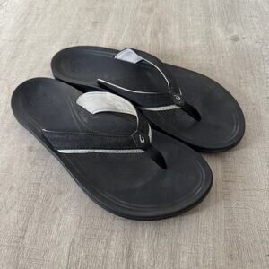 Olukai Black and Gray Flip Flops Size 8